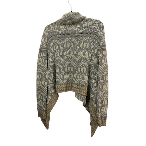 Cotton Emporium Cropped Waterfall Sweater L Cardigan NEW Gray Tan Acrylic Boho - Picture 5 of 11